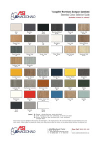 ASI Tranquility Partitions Compact Laminate Extended Colour Selection Guide